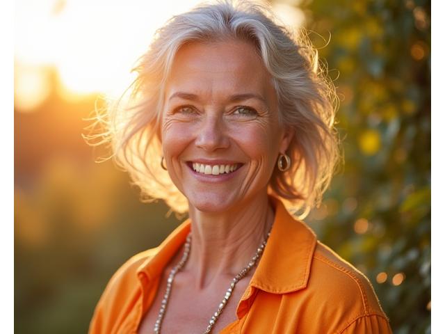 Confident woman over 40 showcasing vitality transformation results